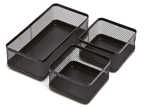 1InTheOffice Desk Drawer Organizer Tray, Black Wire Mesh 5-Compartment