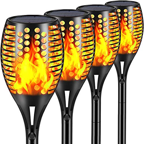 Aityvert Solar Torch Lights, Waterproof Flickering Flame Solar Torches Dancing Flames Landscape Decoration Lighting Dusk to Dawn Outdoor Security Warm Light for Garden Patio Deck Yard Driveway 4 Packs