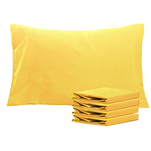 NTBAY Queen Pillowcases Set of 4, 100% Brushed Microfiber, Soft and Cozy, Wrinkle, Fade, Stain Resistant with Envelope Closure, 20"x 30", Yellow