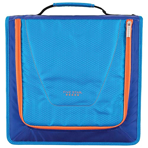 Zipper Binder 530 Sheet Capacity, 2 inch, Five Star, 12 3/4 Inch 12 Inch, Including 3 Color Code Dividers, Durable Handle $ Strap, Removable Pencil Pouch (Blue, Black)