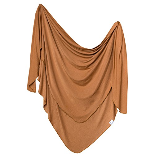 Large Premium Knit Baby Swaddle Receiving Blanket "Camel" by Copper Pearl