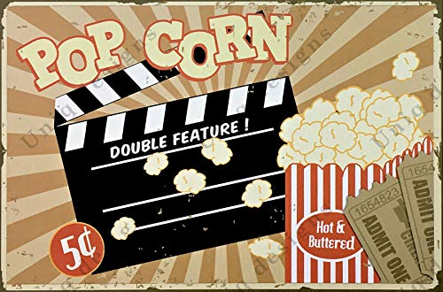 UNiQ Designs 'Popcorn' 8 x 12 inch Retro Vintage Wall décor tin Sign