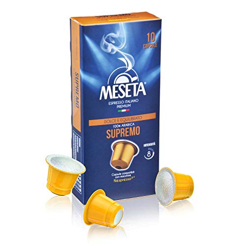 Meseta Supremo 100 Capsules of Gourmet Italian Espresso Compatible with Nespresso Machine.