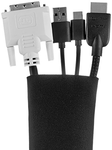 Amazon Basics Wire Cable Management Sleeve Cover Organizer - Zipper, 40-Inch, Black, 2-Pack