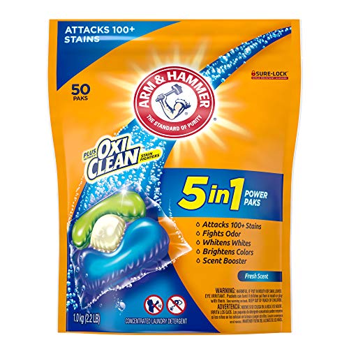 Arm & Hammer Plus OxiClean HE 3-in-1 Laundry Power Paks, 50 Count