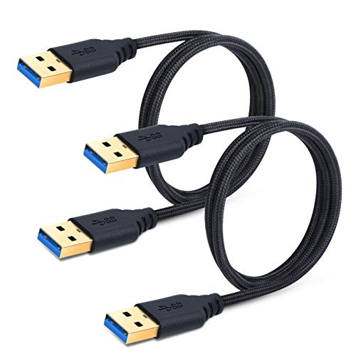 USB to USB Cable Cord, Besgoods 2-Pack 3FT/1M Braided USB 3.0 Type A Male to Male Cable - Short Male to Male USB Cable for Data Transfer