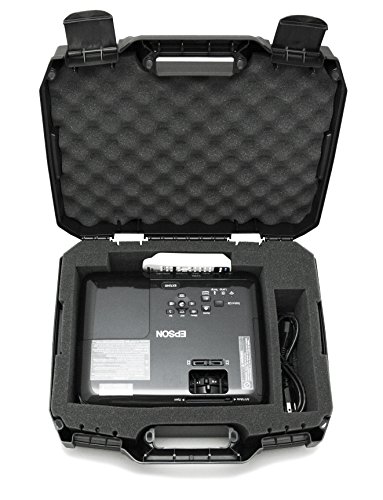 CASEMATIX Projector Travel Case Designed for Epson VS250 SVGA, VS350 XGA, VS355 WXGA Projectors, HDMI Cable and Remote - Custom Foam Compartment and Hard Shell Protection