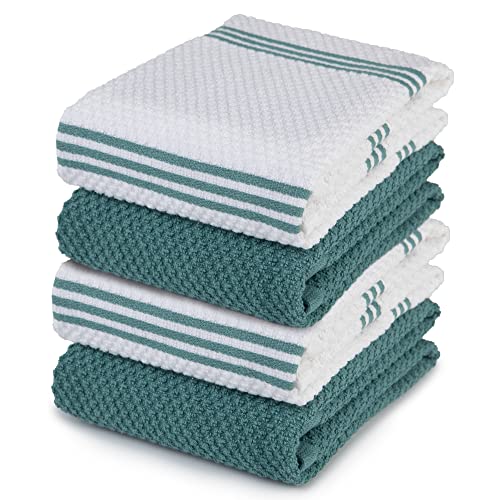 Sticky Toffee Cotton Terry Kitchen Dish Towel, Blue, 4 Pack, 28 in x 16 in