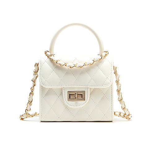 Pinky Family Fashion Kids Toddler Handbags PU Leather Crossbody Bags Gifts for Girls (White)