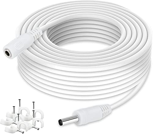 WILDHD DC Power Extension Cable 33ft 1.35mm x 3.5mm Compatible with 5V DC Adapter Cord for CCTV Security Camera IP Camera Standalone DVR (33ft DC3.5mm Plug White)