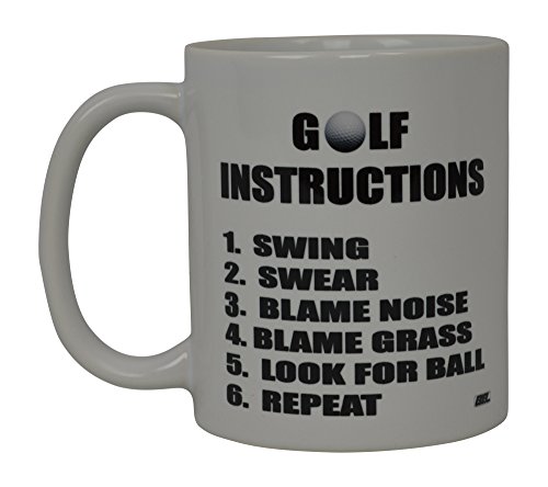 Rogue River Tactical Best Funny Golf Coffee Mug Golf Instructions Novelty Cup Joke Great Gag Gift Idea For Office Work Adult Humor Employee Boss Golfers