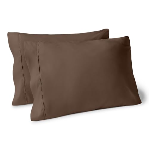 Bare Home Microfiber Pillow Cases - Standard/Queen Size Set of 2 - Cooling Pillowcases - Double Brushed - Cocoa Pillowcases 2 Pack - Easy Care (Standard Pillowcase Set of 2, Cocoa)