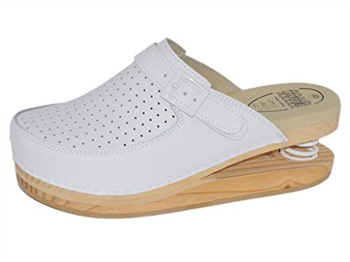 LUVER gefederte Damen Clogs weiß - Federschuhe - clgjr120w, Weiß, Größe: 38