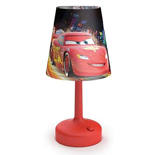 PHILIPS Disney Cars Indoor Portable 10 Inch Kids Table Lamp with Shade, Red
