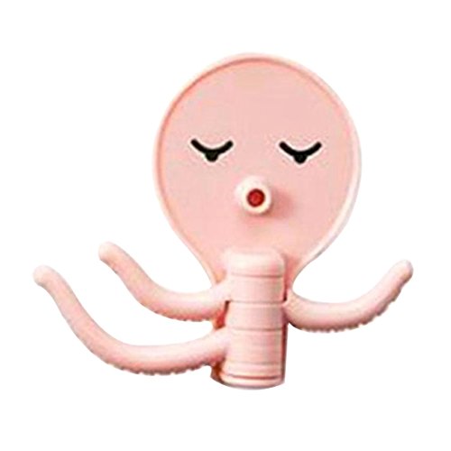 Colorido Cute Cartoon Octopus Kitchen Bathroom Strong Adhesive Towel Hook Wall Hanger Size Medium (Pink)