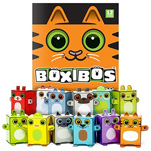 Box Buddies Boxibos Pets - Pack of 12 Mini Box Animals