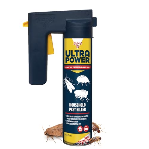 Zero In Ultra Power – Household Pest Killer Aerosol with Trigger – Indoor Bug Spray - Professional Strength Insect Killer Spray – All Household Insects – Long-lasting Protection – 600ml