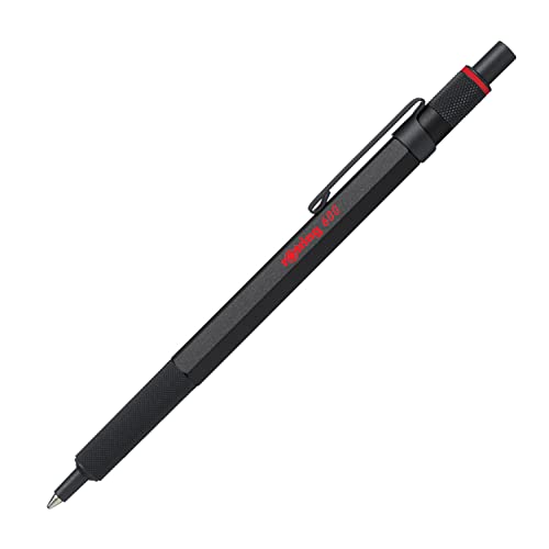 rOtring 600 Ballpoint Pen | Medium Point | Black Ink | Black Barrel with Non-Slip Knurled Grip | Refillable
