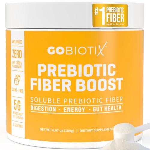 GOBIOTIX Prebiotic Fiber Supplement Powder for Digestive Health, Soluble Fiber for Gut Health, Gluten & Sugar Free, Keto, Vegan, 35 Servings (1 Pack)