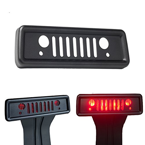 Airisland Brake Light Cover for Jeep Wrangler Third Tail Light Cover Rear Lamp Protector for 2007-2017 Jeep Wrangler JK and JKU Unlimited Accessories Durable Aluminum with Black Coating Finish V2.0
