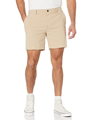 Amazon Essentials Men's Slim-Fit 7" Lightweight Comfort Stretch Oxford Short (Previously Goodthreads), Khaki Brown, 33