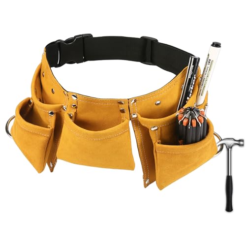YITOOK Kids Tool Belt Adjustable Children's Carpentry Tool Candy Pouch Heavy Duty Child's Construction Tool Apron for Costumes Dress Up Role Play(Yellow)
