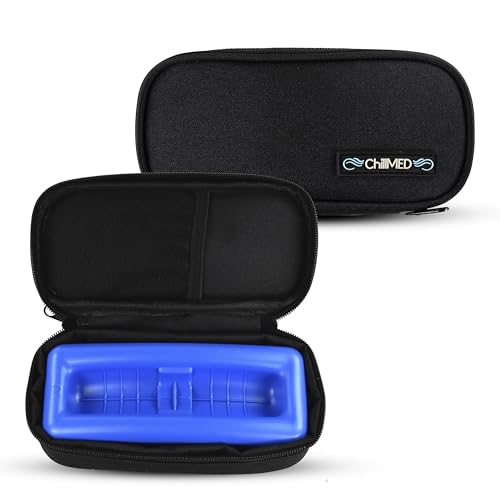 ChillMED Micro sac isotherme - Étui de transport pour fiole d'insuline diabétique avec poche de glace réfrigérante - Jusqu'à 12 heures de temps de refroidissement | Pour insuline et autres médicaments (Noir)