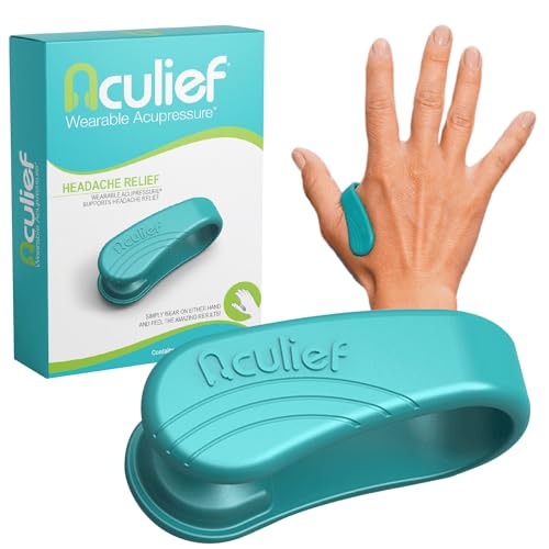 Aculief 1-Pack Wearable Natural Acupressure Support for Relaxation, Headache, Migraine, Stress Alleviation & Tension Relief, Soothes Muscle Pain Simple & Effective (Regular/Teal)