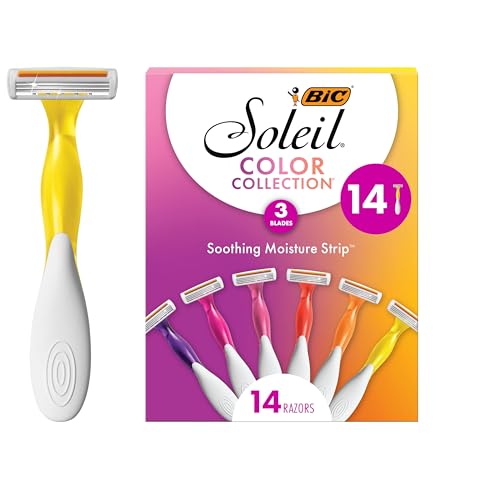 BIC Soleil Smooth Colors Women's Disposable with 3 Blade Razors, Razors for Women, 14-Pack