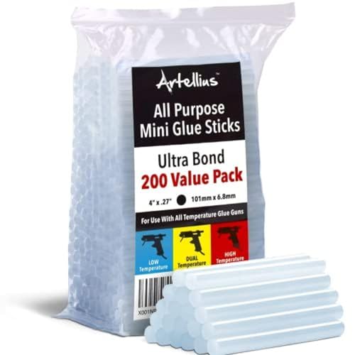 Mini Hot Glue Gun Sticks (Huge Bulk Pack of 200) 101mm x 6.8mm Diameter - Compatible with Most Glue Guns