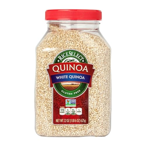 RiceSelect White Quinoa, Premium Gluten-Free Seed, Star-K Kosher, and Non-GMO Quinoa, 22-Ounce Jar