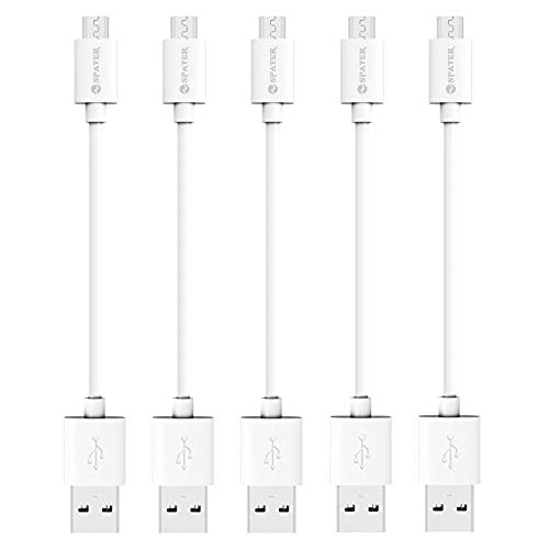Short Micro USB Cable, 5-Pack 7-Inch Short Micro USB to USB 2.0 Charging Cables - Fast Android Charger Compatible for Samsung Galaxy S7 Edge Tab J7 Note 5, LG, Kindle, Sony, HTC One, Etc.