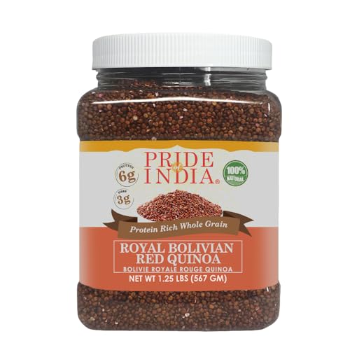 Pride Of India - Natural Red Royal Quinoa - 100% Bolivian Superior Grade Protein Rich Whole Grain, 1.25 Pound (20oz) Jar