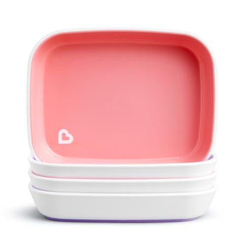 Munchkin Splash 4 Piece Toddler Plates, Pink/Purple