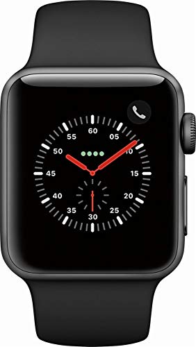 Apple Watch Series 3 - GPS+Cellular - Space Gray Aluminum Case with Gray Sport Band - 38mm (Renewed)