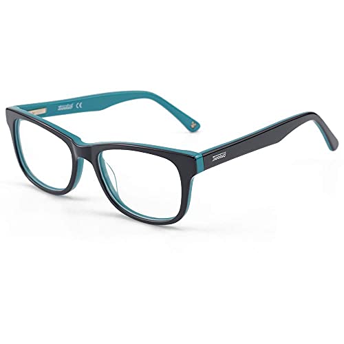 Blue Light Shield Computer Reading/Gaming Glasses for Kids- 0.0 Magnification - Anti Blue Light 90% UV Protection Low Color Distortion, Classic Black and Green Frame - Essential Gaming Gear (TK4002C1)