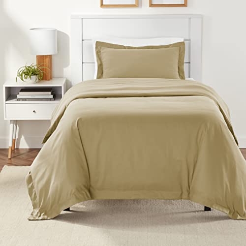 Amazon Basics Light-Weight Microfiber Duvet Cover Set - Twin/Twin XL, Olive
