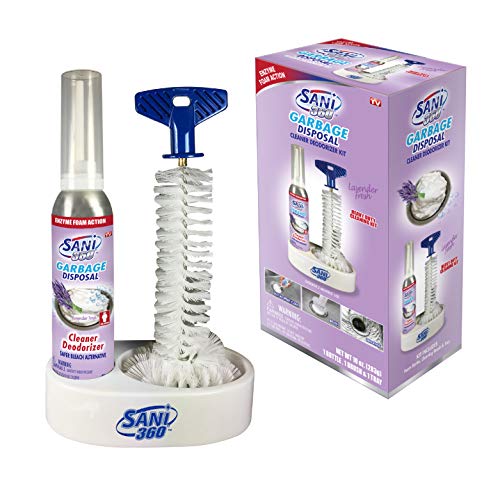 Sani Sticks Sani 360 Garbage Disposal Cleaner Kit - Lavender Scent, 10oz Bottle of Foam with Cleaning Brush and Tray - 8 to 10 Uses