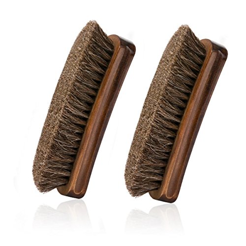 IGIYI Horsehair Shoe Brush, Shoe Shine Brushes,Cleaning Polishing Kit, Brown, Medium