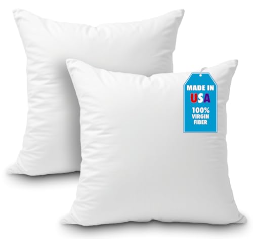 Foamily Set of 2-26 x 26 Premium Hypoallergenic Stuffer Pillow Insert Sham Square Form Polyester Standard/White - MADE IN USA