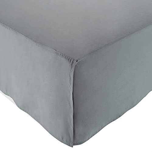 Amazon Basics - Lightweight Pleated Bed Skirt, Full, Dark Grey, Solid