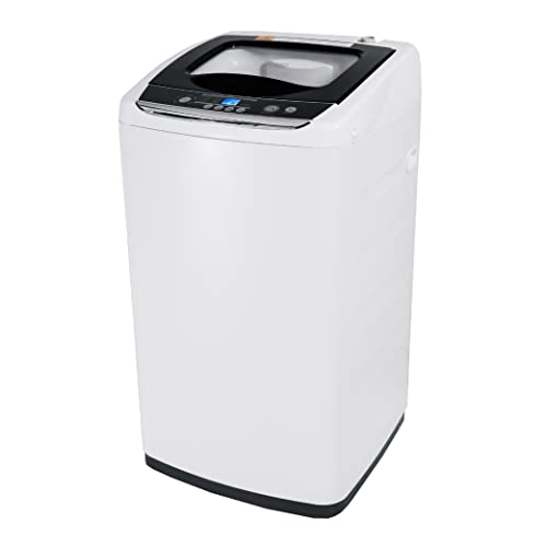 BLACK+DECKER 0.9 Cu. Ft. Portable Washer, 6.6 lb. Capacity Washing Machine for Homes & Apartments, 5 Wash Cycles, Quick Connect Sink Adapter and Drain Hose Included, Transparent Lid, BPWM09W, White