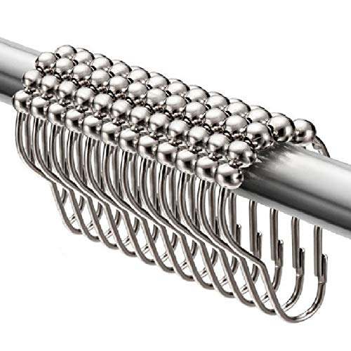 Treenewbid Bathroom Curtain Hooks Rustproof Steel Polished Chrome Shower Curtain Rings Set of 12