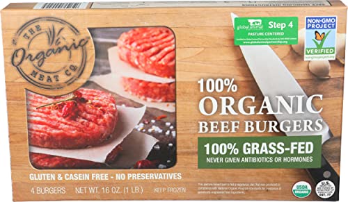 The Organic Meat Co, Organic Grass-Feed Beef Burgers, 4 Count, 16 oz (Frozen)