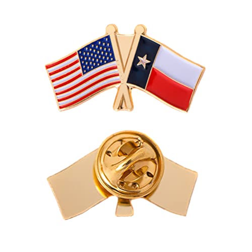 Texas TX State Double Flag Lapel Pin Enamel with United States USA US Souvenir Hat Men Women Patriotic Texan (Double Flag Pin)