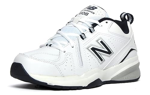 New Balance mens 608 V5 Casual Comfort Cross Trainer, White/Navy, 12 W