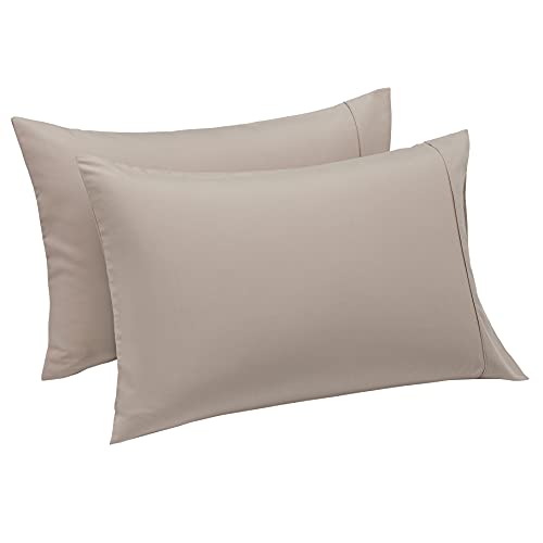 Amazon Basics Lightweight Super Soft Easy Care Microfiber Pillowcases, 2 Pack, King, Taupe, 40" L x 20" W, Pillow Not Included