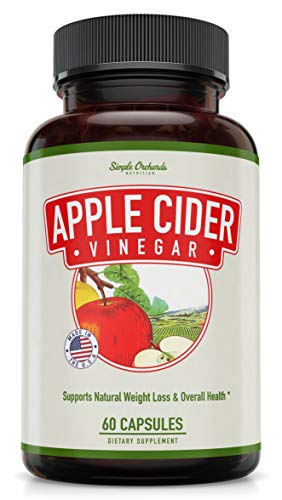 Apple Cider Vinegar Pills by Simple Orchards - 60 Tasteless Capsules for & - Curb Appetite, Eliminate igue,Boost Your Energy - 1250mg (2 Pills)