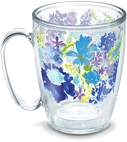 Tervis Made in USA Double Walled Fiesta Insulated Tumbler Cup Keeps Drinks Cold & Hot, 16oz Mug - No Lid, Purple Floral