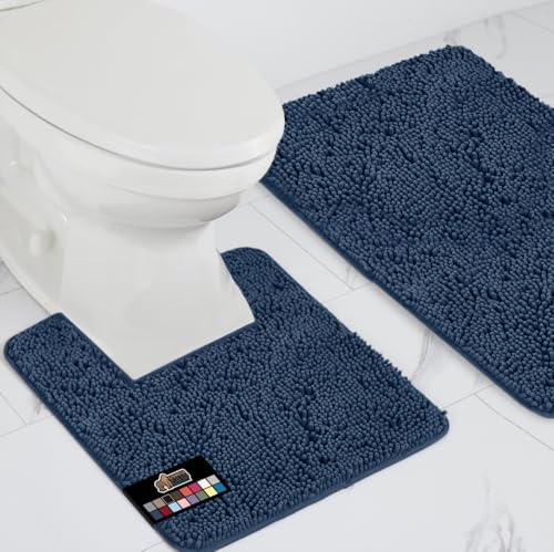 Gorilla Grip Teppich-Set, weiches Chenille, 2-teiliges Set, WC-Bodenmatte und 76,2 x 50,8 cm große Matte, saugfähige, waschbare Matten, Mikrofaser trocknet schnell, Teppiche für Zuhause, Küche,